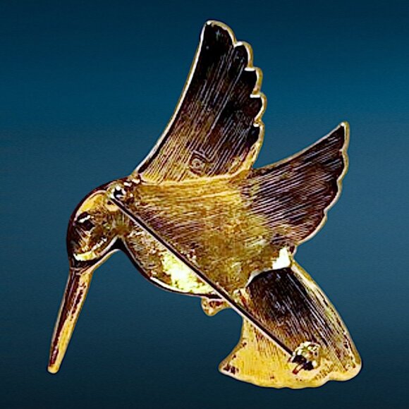 Vintage Avon HP 2/1 GOLDEN HUMMINGBIRD Pin Brooch - Picture 2 of 4